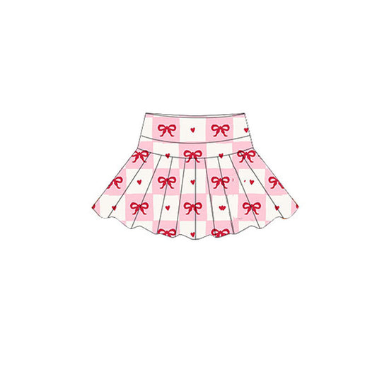 10.17 GLK0151 Pre order No Moq Yoga fabric Baby Girls Pink Bows Hearts Checked Valentine Yoga Skirt Shorts Bottom