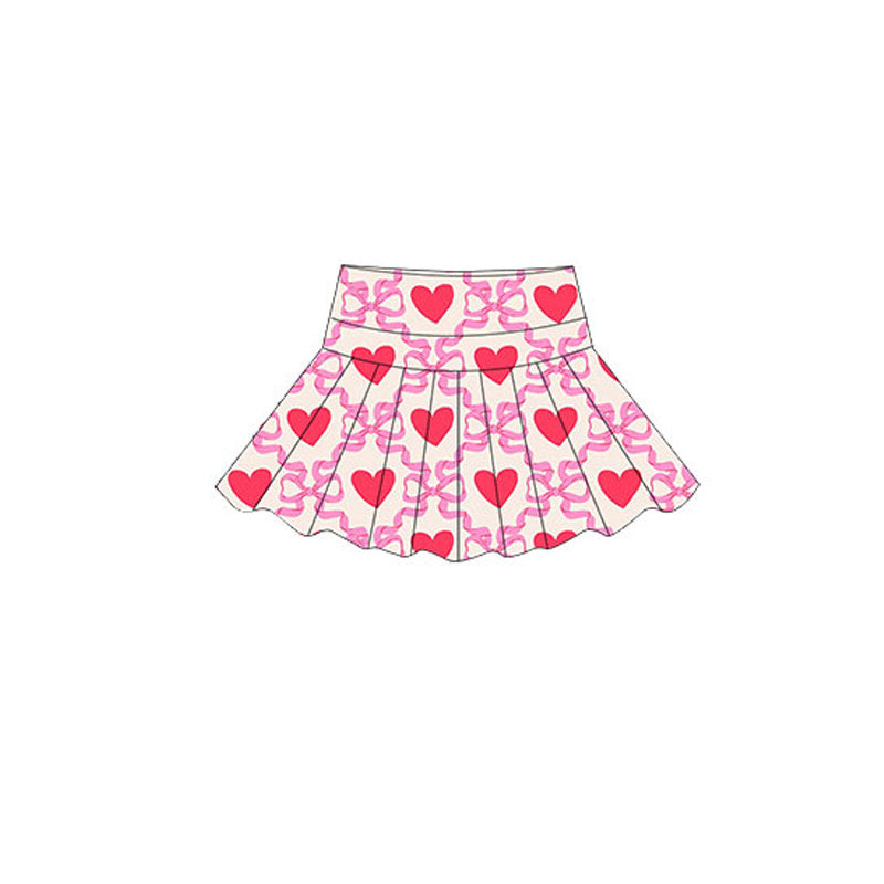 10.18 GLK0151 Pre order No Moq Yoga fabric Baby Girls Pink Bows Hearts Plaid Valentine Yoga Skirt Shorts Bottom