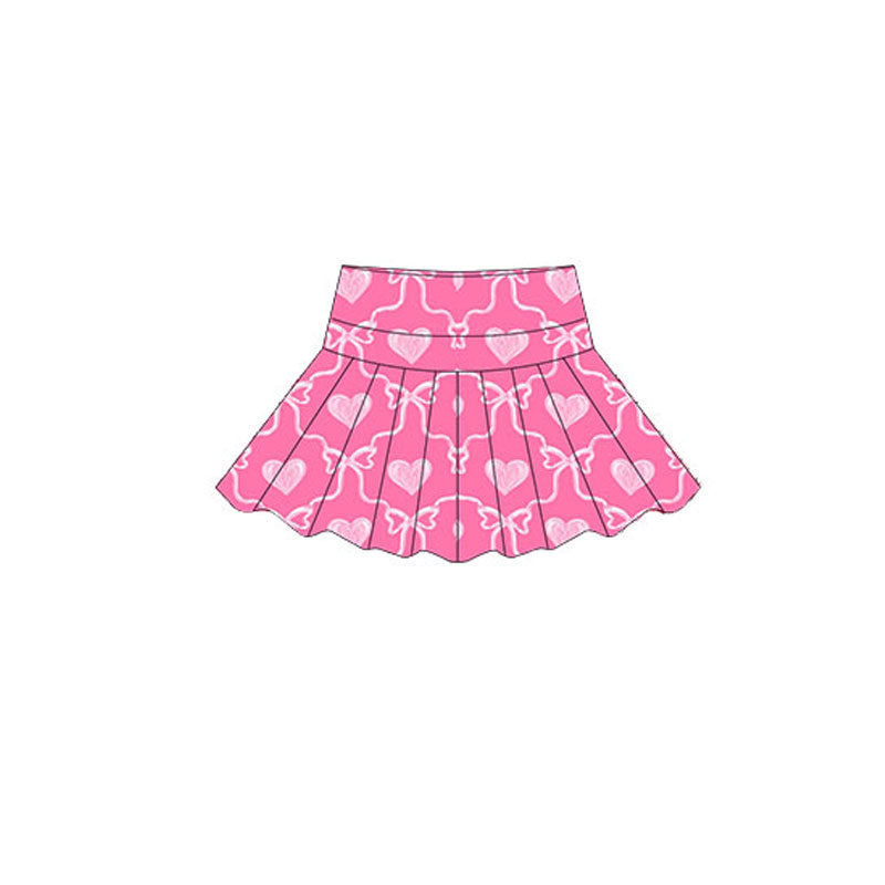 10.18 GLK0154 Pre order No Moq Yoga fabric Baby Girls Pink Bows Hearts Plaid Valentine Yoga Skirt Shorts Bottom