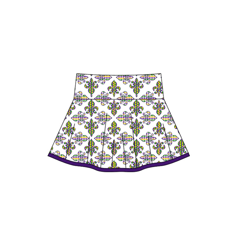 10.18 GLK0157 Pre order No Moq Yoga fabric Baby Girls Mardigras Anchors Plaid Yoga Skirt Shorts Bottom