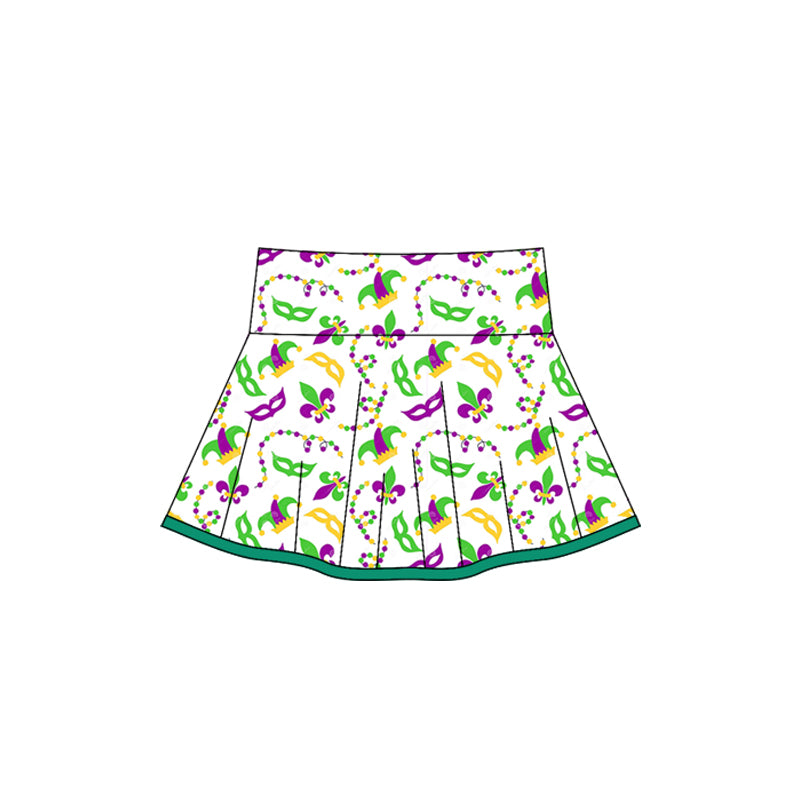 10.18 GLK0158 Pre order No Moq Yoga fabric Baby Girls Mardigras Anchors Masks Yoga Skirt Shorts Bottom