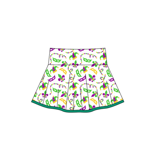 10.18 GLK0158 Pre order No Moq Yoga fabric Baby Girls Mardigras Anchors Masks Yoga Skirt Shorts Bottom