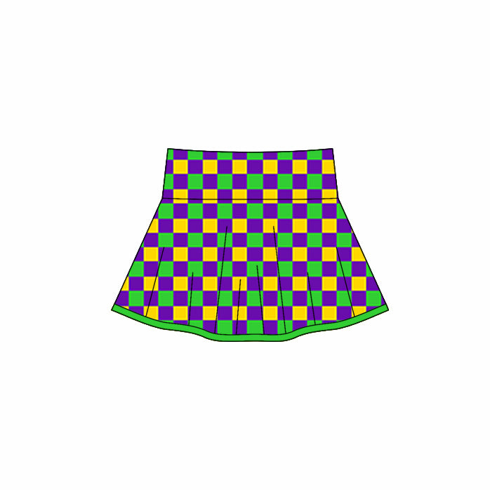 10.18 GLK0159 Pre order No Moq Yoga fabric Baby Girls Mardigras Checked Yoga Skirt Shorts Bottom