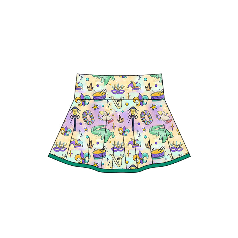 10.18 GLK0163 Pre order No Moq Yoga fabric Baby Girls Mardigras Anchors Crocodiles Yoga Skirt Shorts Bottom