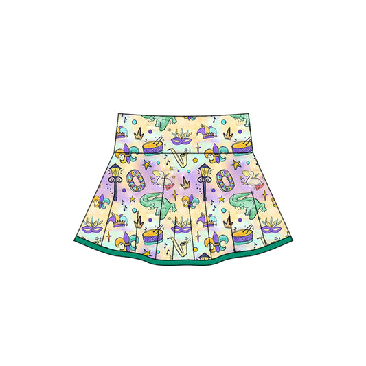 10.18 GLK0163 Pre order No Moq Yoga fabric Baby Girls Mardigras Anchors Crocodiles Yoga Skirt Shorts Bottom