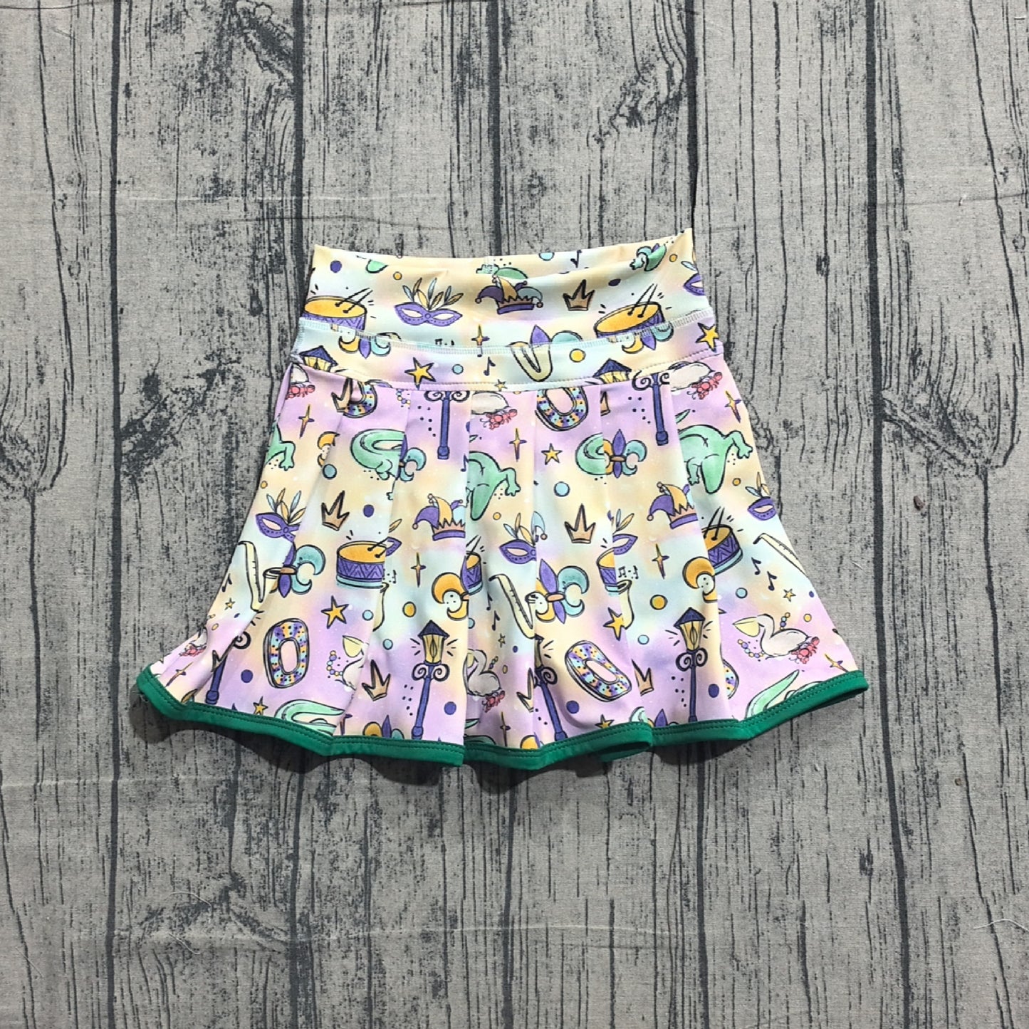 1.12 GLK0163 Sample No Moq Yoga fabric Baby Girls Mardigras Anchors Crocodiles Yoga Skirt Shorts Bottom