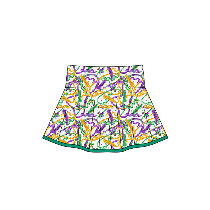 10.18 GLK0166 Pre order No Moq Yoga fabric Baby Girls Mardigras Lights Fur Yoga Skirt Shorts Bottom