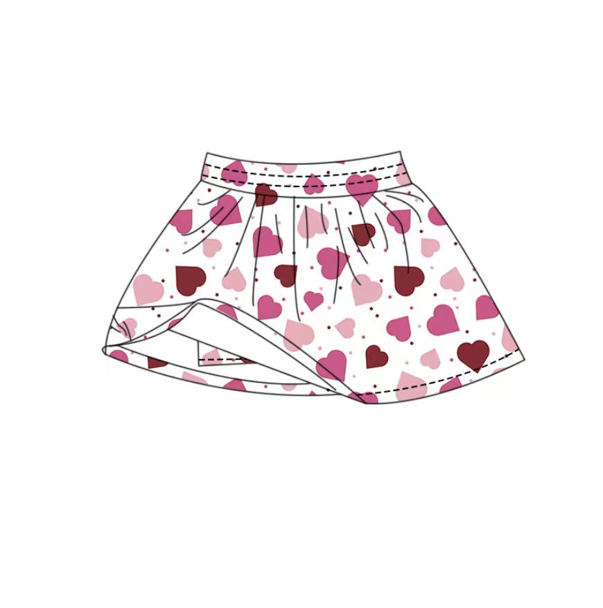 10.20 GLK0168 Pre order No Moq Yoga fabric Baby Girls Pink Hearts Polka Dots Yoga Skirt Shorts Bottom