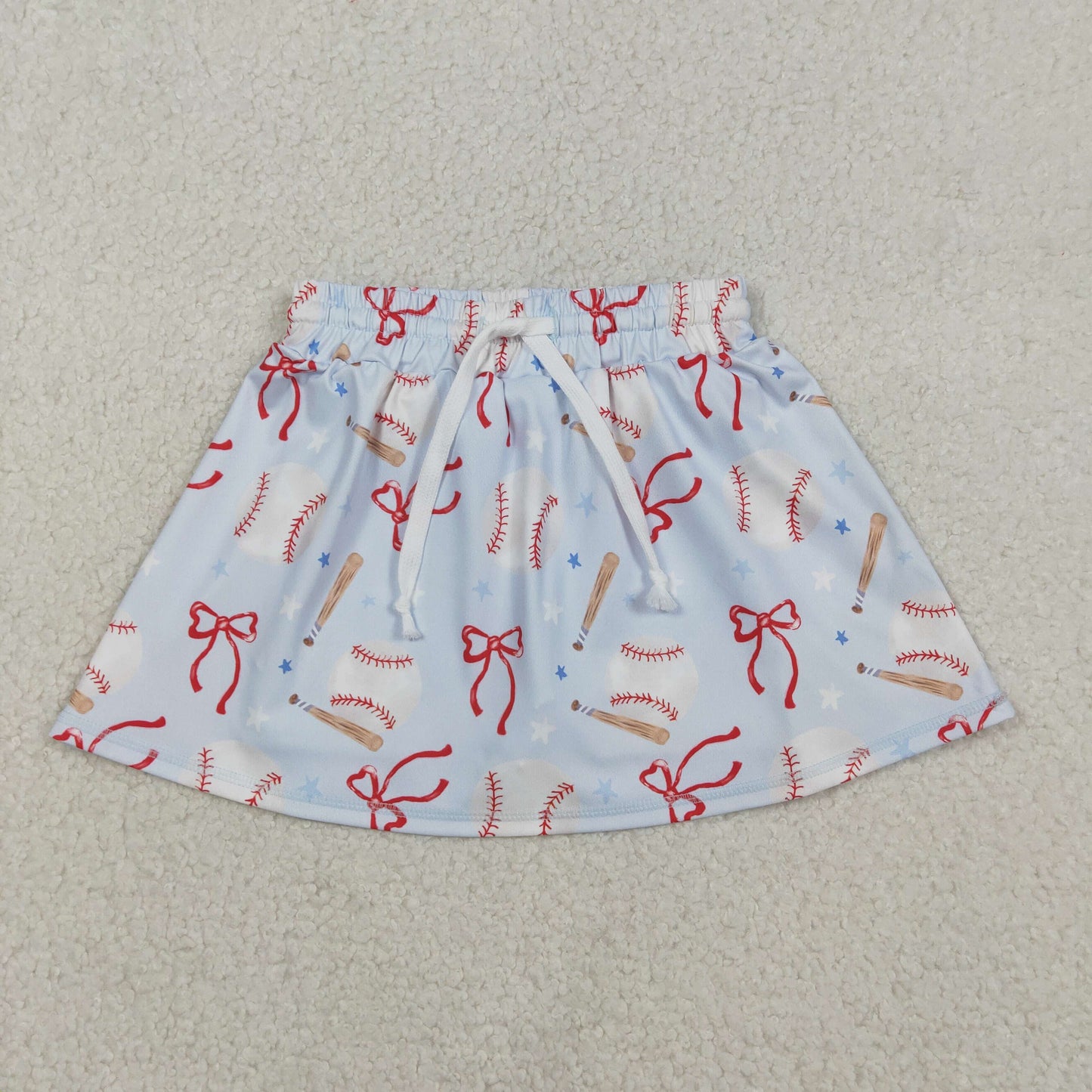 12.5 RTS NO MOQ （In stock）GLK0169 Baby Girls Summer Shorts Baby Girls Bows Baseballs Team Yoga Active Skirt Shorts Bottom