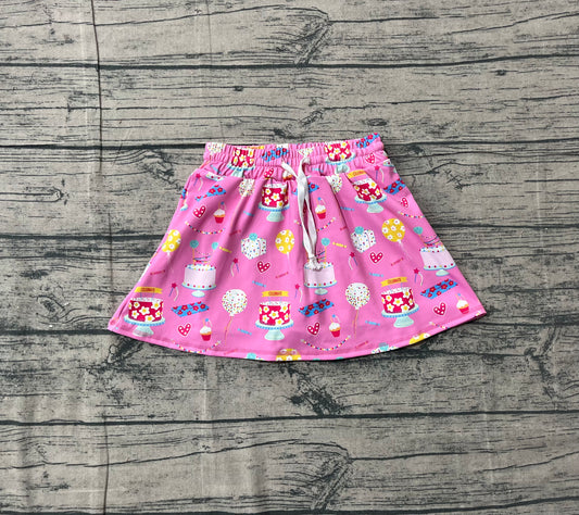 11.18 GLK0170 Sample No Moq Yoga fabric Baby Girls Red Hearts Cakes Happy Birthday Yoga Skirt Shorts Bottom