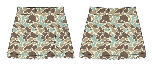 10.28 GLK0174 Pre order No Moq Yoga fabric Baby Girls Khaki Camo Southern Yoga Skirts Bottom