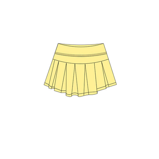 11.13 GLK0193 Pre order No Moq Yoga fabric Baby Girls Yellow Yoga Pleated Skirt Shorts Bottom