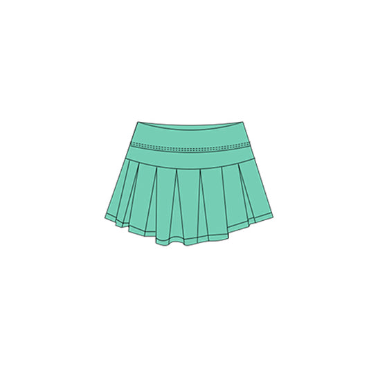 11.13 GLK0194 Pre order No Moq Yoga fabric Baby Girls Green Yoga Pleated Skirt Shorts Bottom
