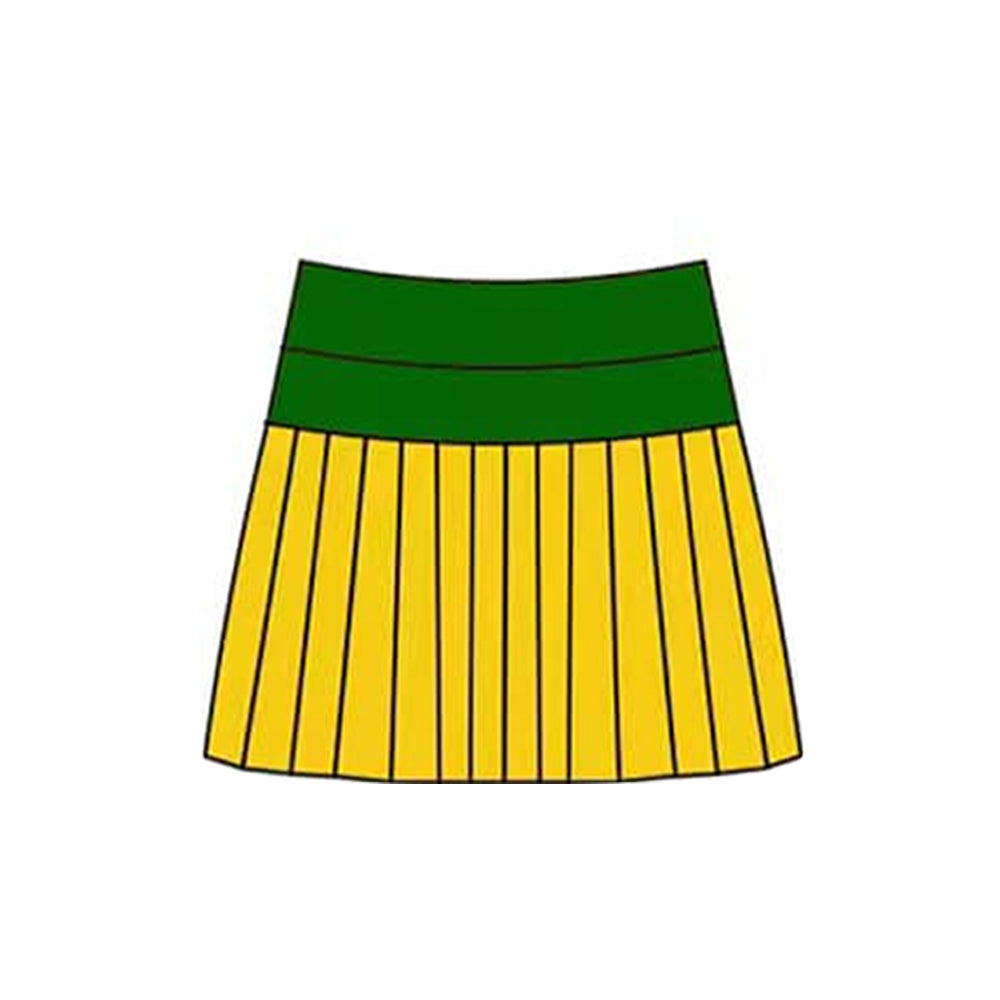 11.18 GLK0195 Pre order No Moq Yoga fabric Baby Girls Mardigras Green Yellow Stripe Yoga Pleated Skirt Shorts Bottom