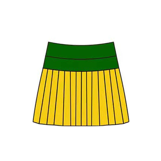 11.18 GLK0195 Pre order No Moq Yoga fabric Baby Girls Mardigras Green Yellow Stripe Yoga Pleated Skirt Shorts Bottom