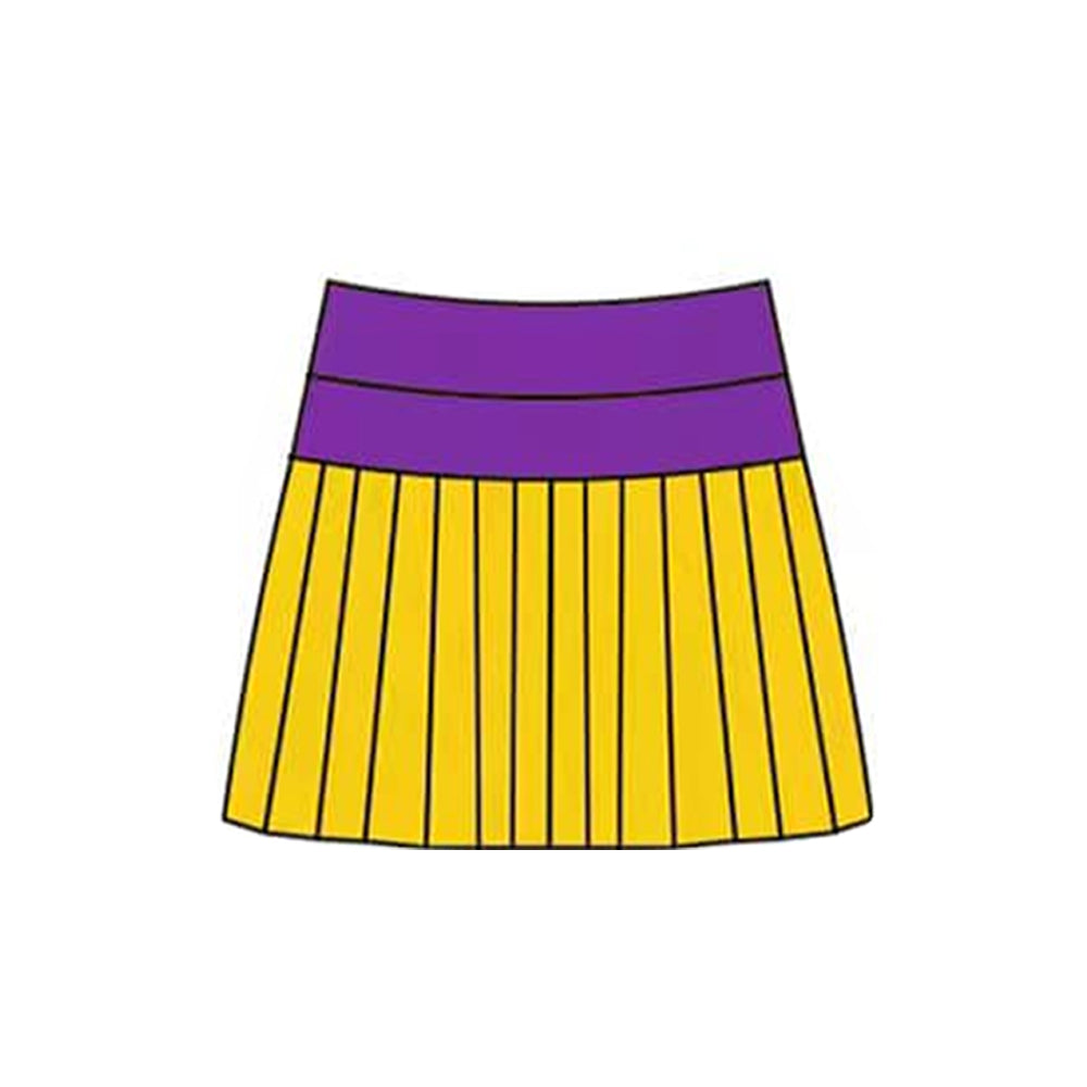 11.18 GLK0196 Pre order No Moq Yoga fabric Baby Girls Mardigras Purple Yellow Stripe Yoga Pleated Skirt Shorts Bottom