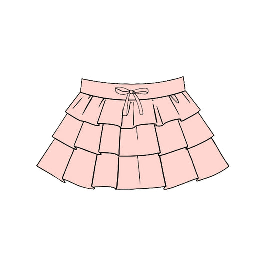 11.20 GLK0205 Pre order No Moq Yoga fabric Baby Girls Light Pink Ruffle Yoga Skirt Shorts Bottom