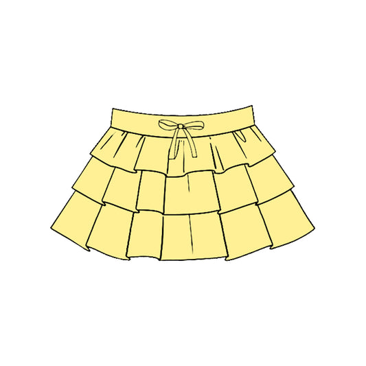 11.20 GLK0207 Pre order No Moq Yoga fabric Baby Girls Yellow Ruffle Yoga Skirt Shorts Bottom