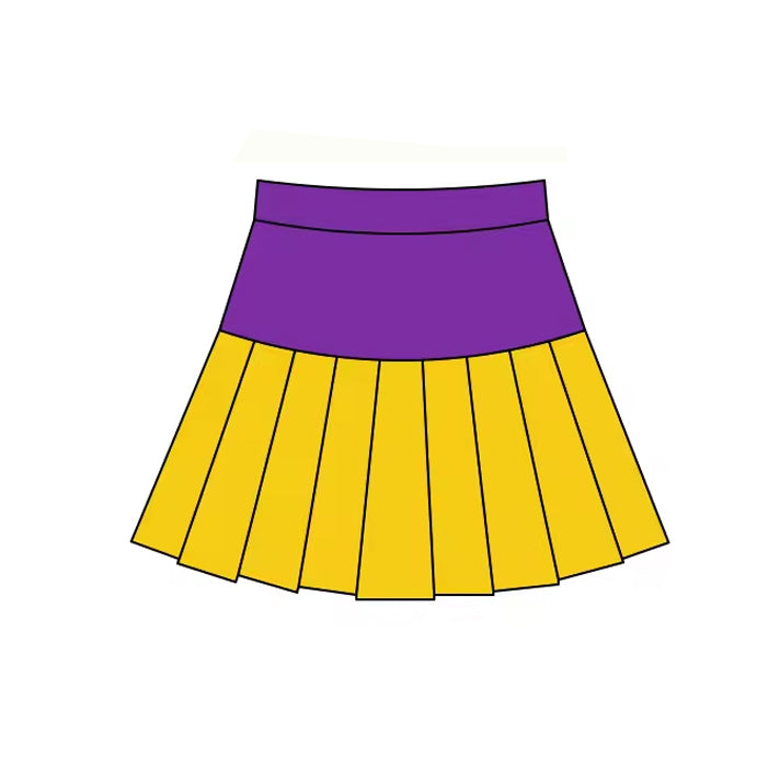 11.20 GLK0208 Pre order No Moq Yoga fabric Baby Girls Mardigras Purple Gold Yoga Pleated Skirt Shorts Bottom
