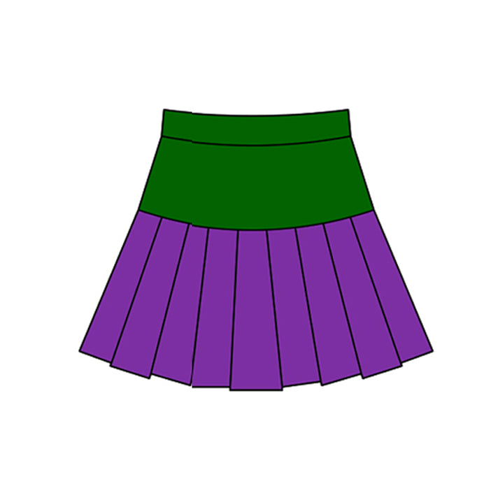 11.20 GLK0209 Pre order No Moq Yoga fabric Baby Girls Mardigras Purple Green Yoga Pleated Skirt Shorts Bottom