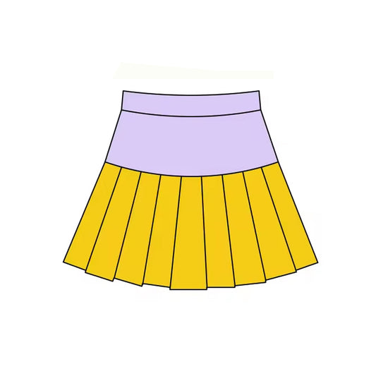 11.20 GLK0210 Pre order No Moq Yoga fabric Baby Girls Mardigras Lavender Gold Yoga Pleated Skirt Shorts Bottom