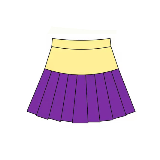 11.20 GLK0211 Pre order No Moq Yoga fabric Baby Girls Mardigras Purple Yellow Yoga Pleated Skirt Shorts Bottom