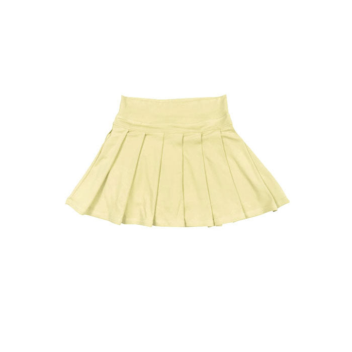 11.22 GLK0214 Pre order No Moq Yoga fabric Baby Girls Yellow Yoga Pleated Skirt Shorts Bottom