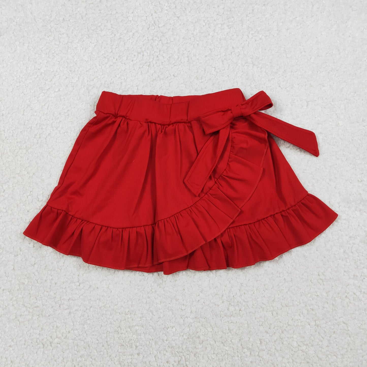 1.14 RTS NO MOQ （In stock）GLK0215 Baby Girls Summer Shorts Skirt Baby Girls Red Yoga Active Ruffle Skirt Shorts Bottoms