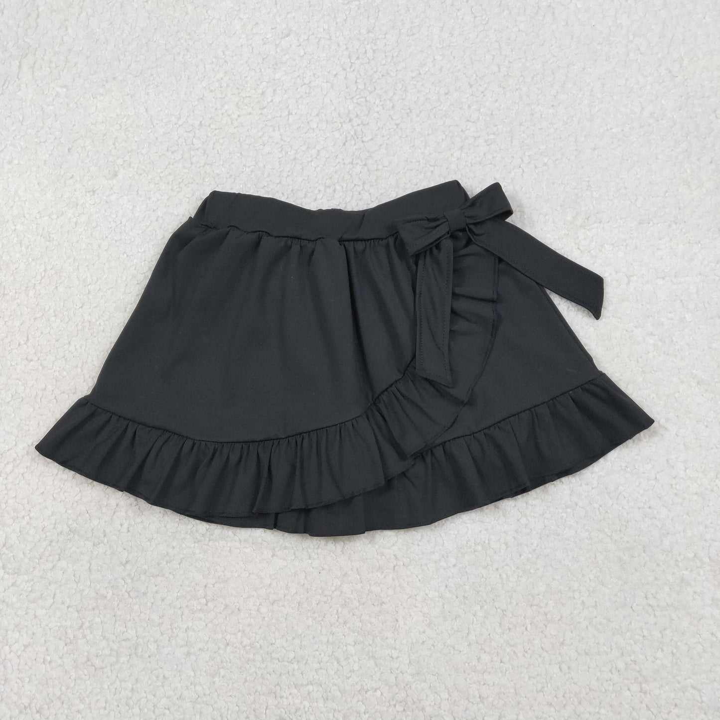 1.16 RTS NO MOQ （In stock）GLK0218 Baby Girls Summer Shorts Baby Girls Black Yoga Active Ruffle Skirt Shorts Bottoms