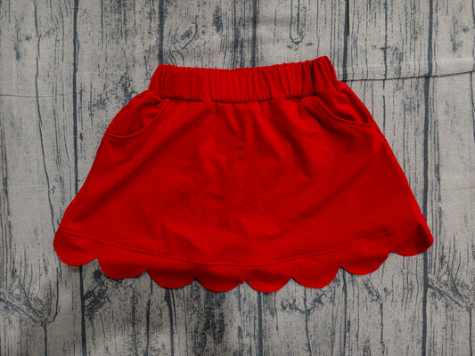 4.1 GLK0235 Sample No Moq Baby Girls Red Pockets Yoga Active Scallop Skirt Shorts Bottom Preorder