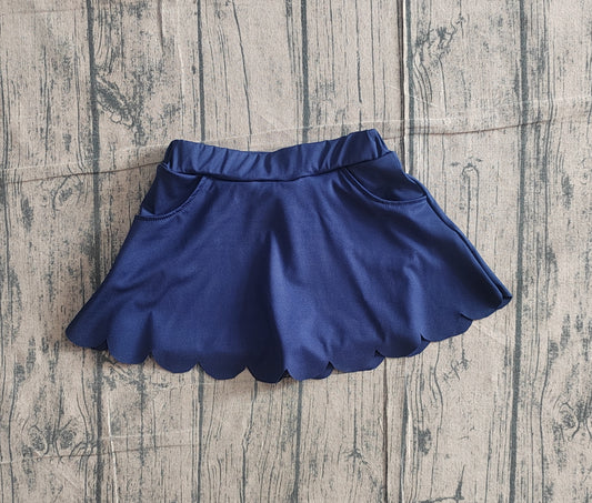 2.3 GLK0236 Sample No Moq Yoga fabric Baby Girls Navy Pockets Yoga Active Scallop Skirt Shorts Bottom