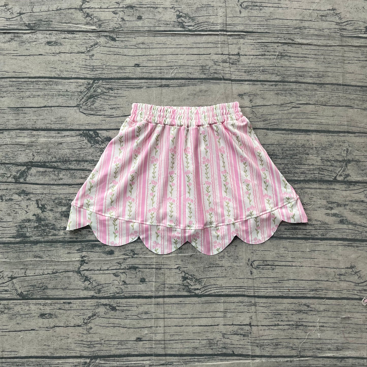 3.18 GLK0238 Sample No Moq Yoga fabric Baby Girls Summer Pink Bows Flowers Stripe Scallop Skirt Shorts Bottom