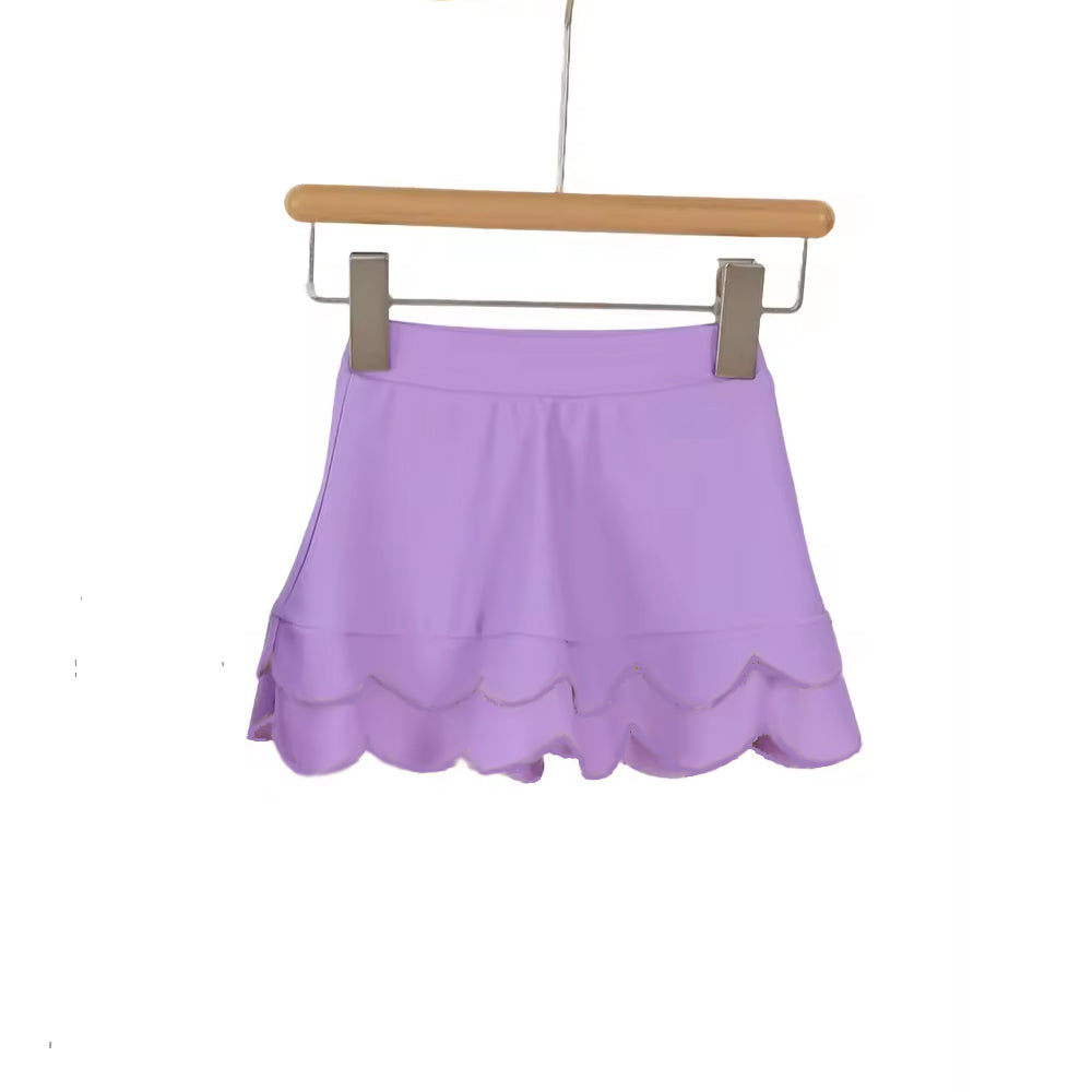 2.7 GLK0264 Pre order No Moq Yoga fabric Baby Girls Purple Scallop Yoga Active Skirt Shorts Bottom