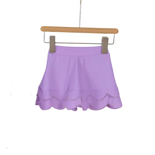2.7 GLK0264 Pre order No Moq Yoga fabric Baby Girls Purple Scallop Yoga Active Skirt Shorts Bottom