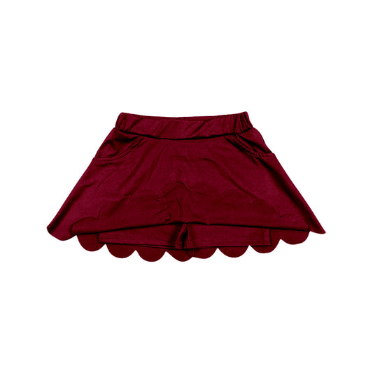 5.8 GLK0304 Pre order No Moq Baby Girls Maroon Scallop Yoga Active Skirt Shorts Bottom