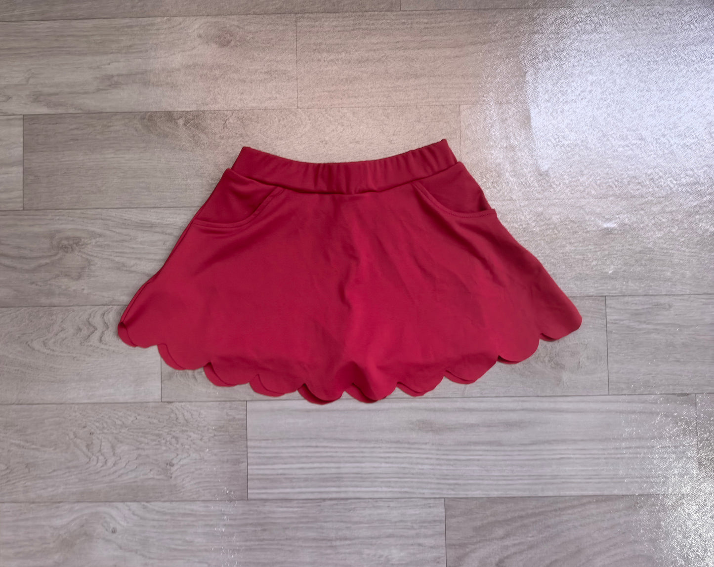 GLK0304 Sample No Moq Yoga Baby Girls Maroon Scallop Yoga Active Skirt Shorts Bottom