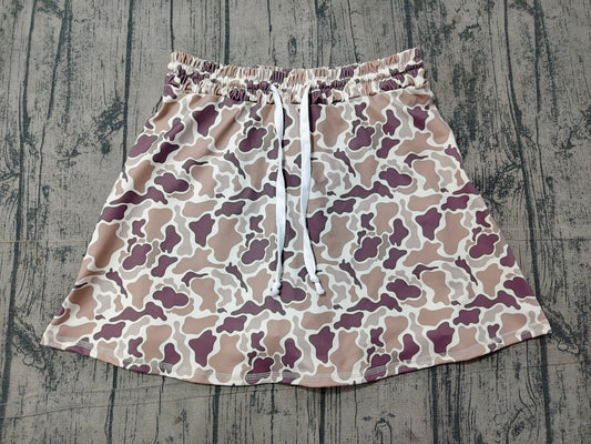 6.20 GLK0314 Sample No Moq Yoga Adult Women Khaki Camo Skort Short Bottom Sports Active Bottom