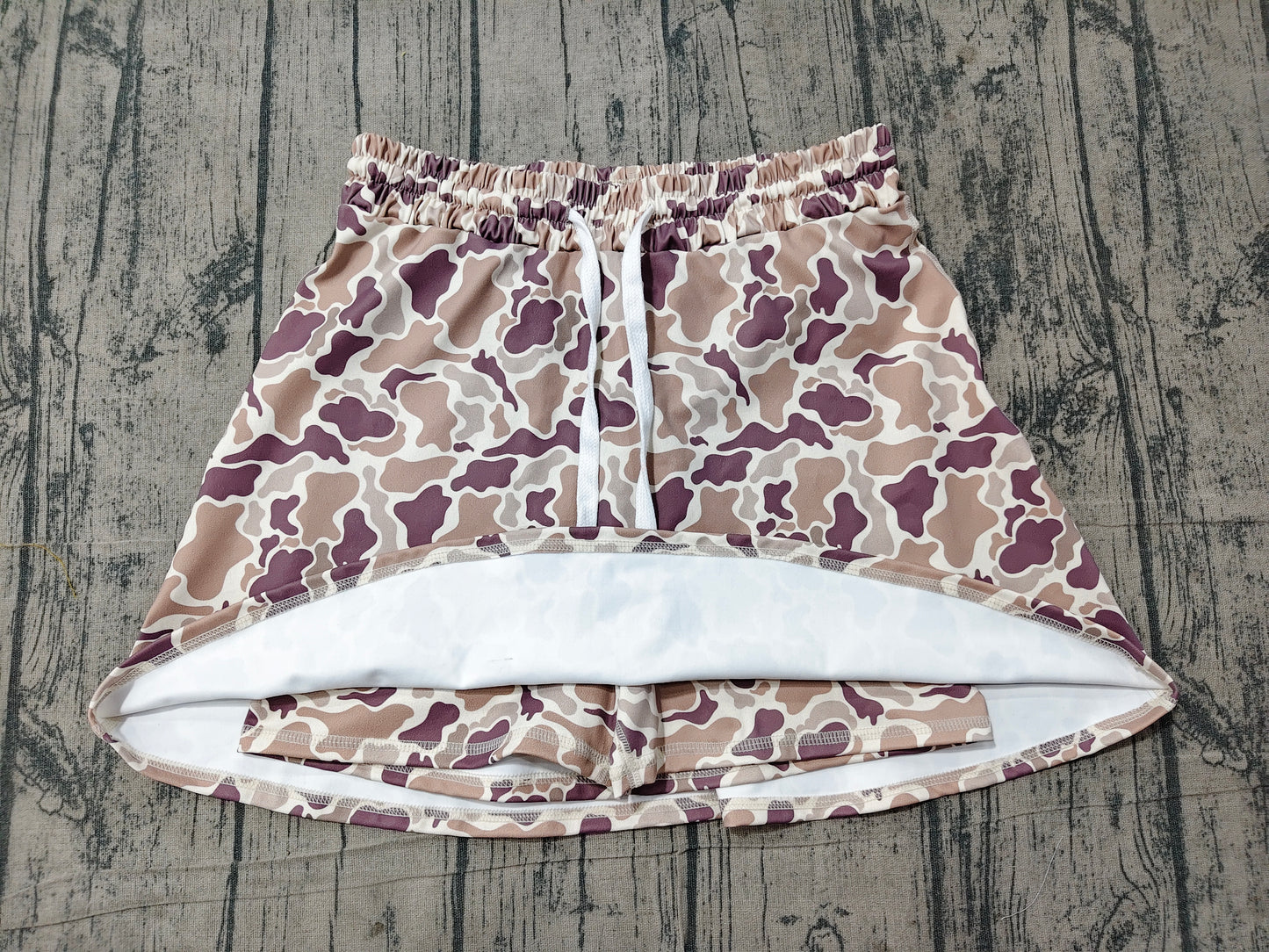 6.20 GLK0314 Sample No Moq Yoga Adult Women Khaki Camo Skort Short Bottom Sports Active Bottom