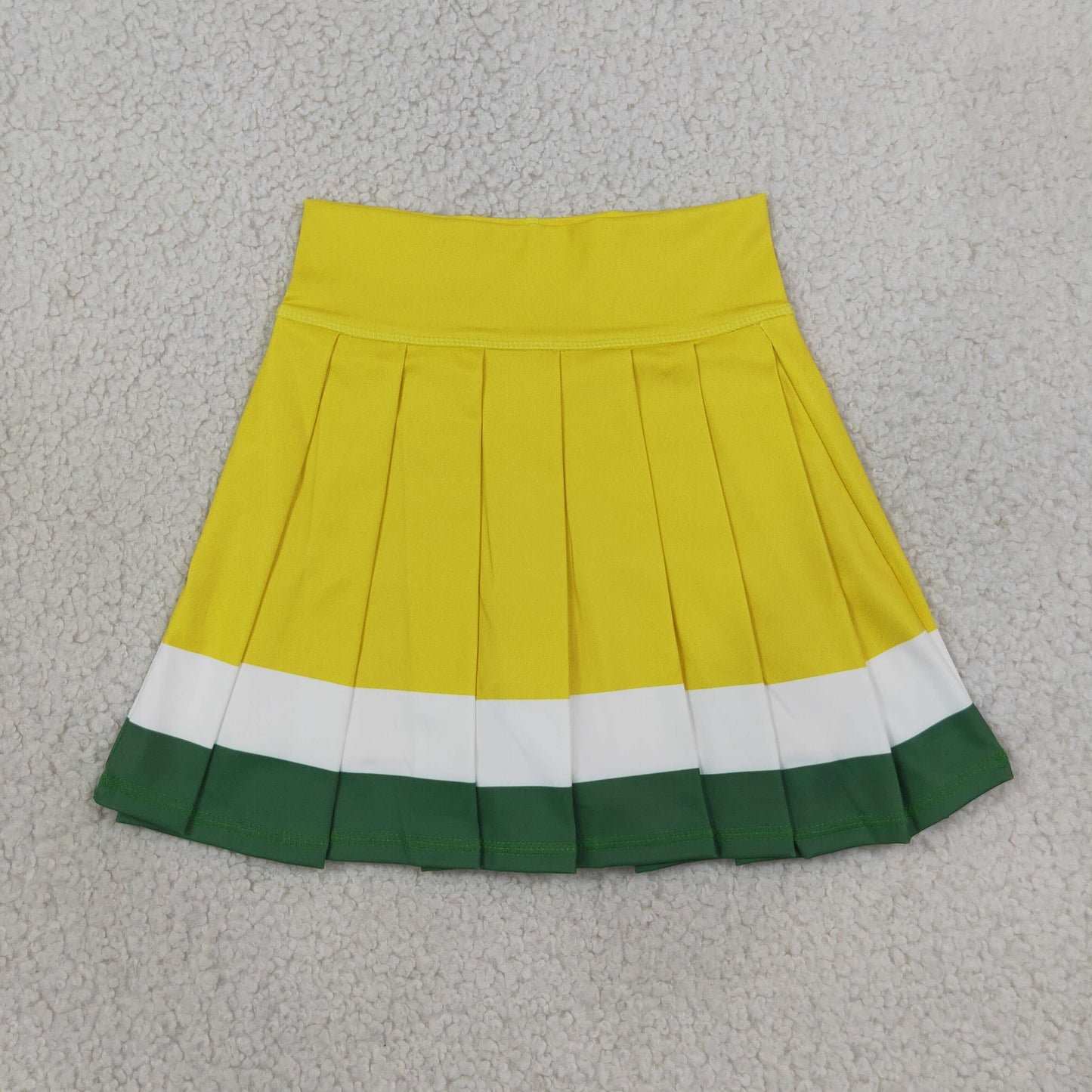 GLK0319 RTS NO MOQ （In stock）yoga fabric cotton Yoga Baby Girls Yellow Green Stripes Pleated Skort Yoga Bottoms