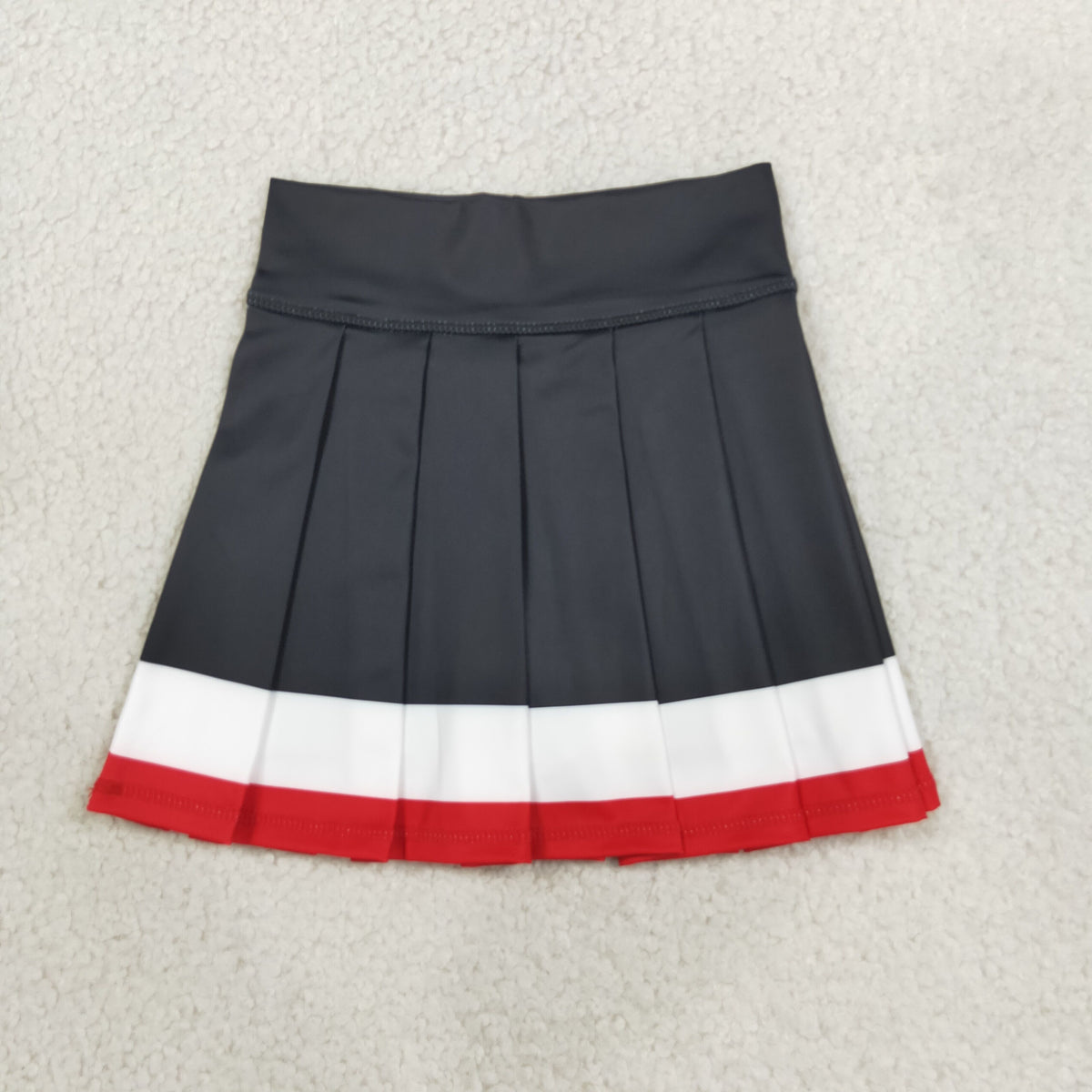RTS NO MOQ （In stock）yoga fabric GLK0320 Baby Girls Black Red Stripe Yoga Active Pleated Skirt Short Bottoms
