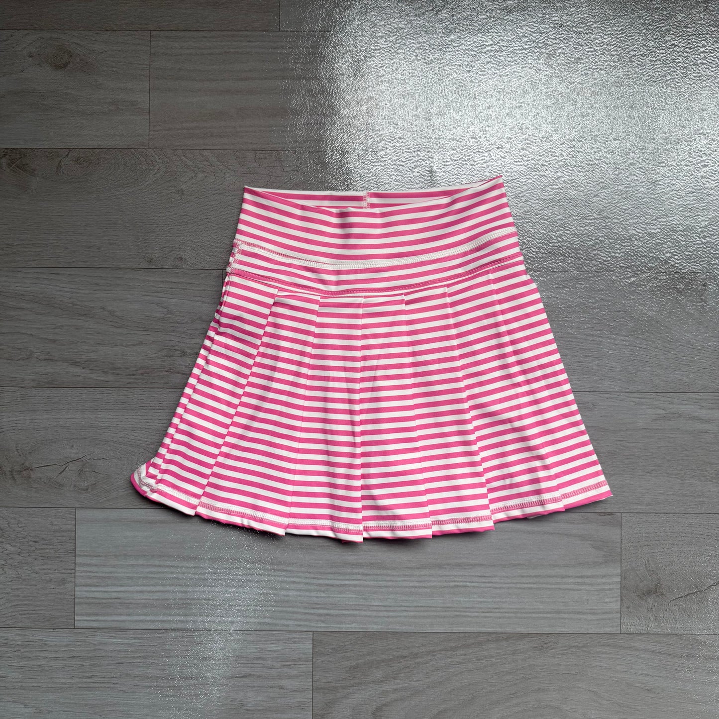 GLK0335 Sample No Moq  Yoga Baby Girls Pink White Striped High Waist Pleated Skort Casual Sports Skort