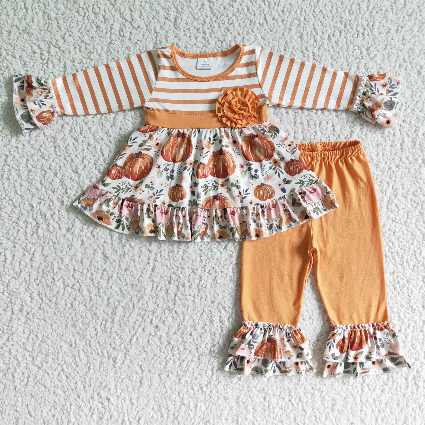 9.23 GLP0018 Baby Girls Winter Outfits Baby girls fall orange pumpkin stripe pants sets