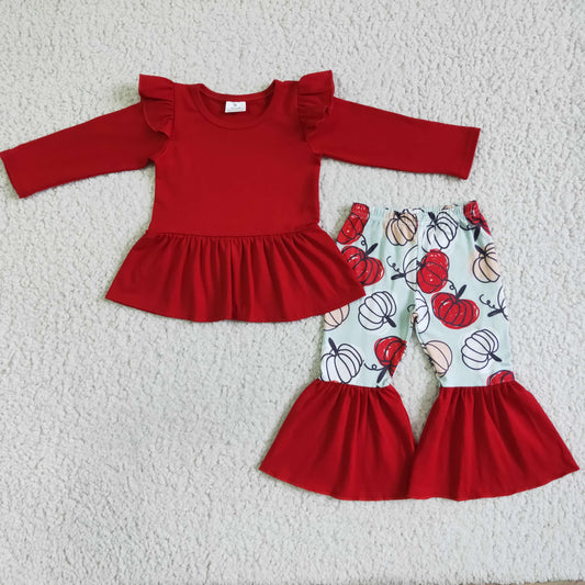 9.15 GLP0039 Baby Girls Winter Outfits Baby girls Halloween pumpkin red legging clothes sets