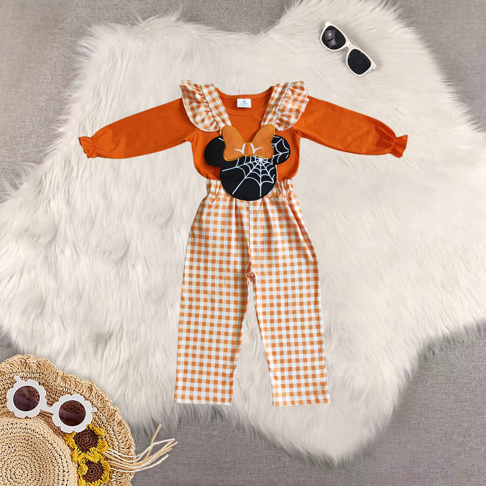 RTS Sibling Baby Turkey screen print plaid overalls cotton shirt girls boutique clothing