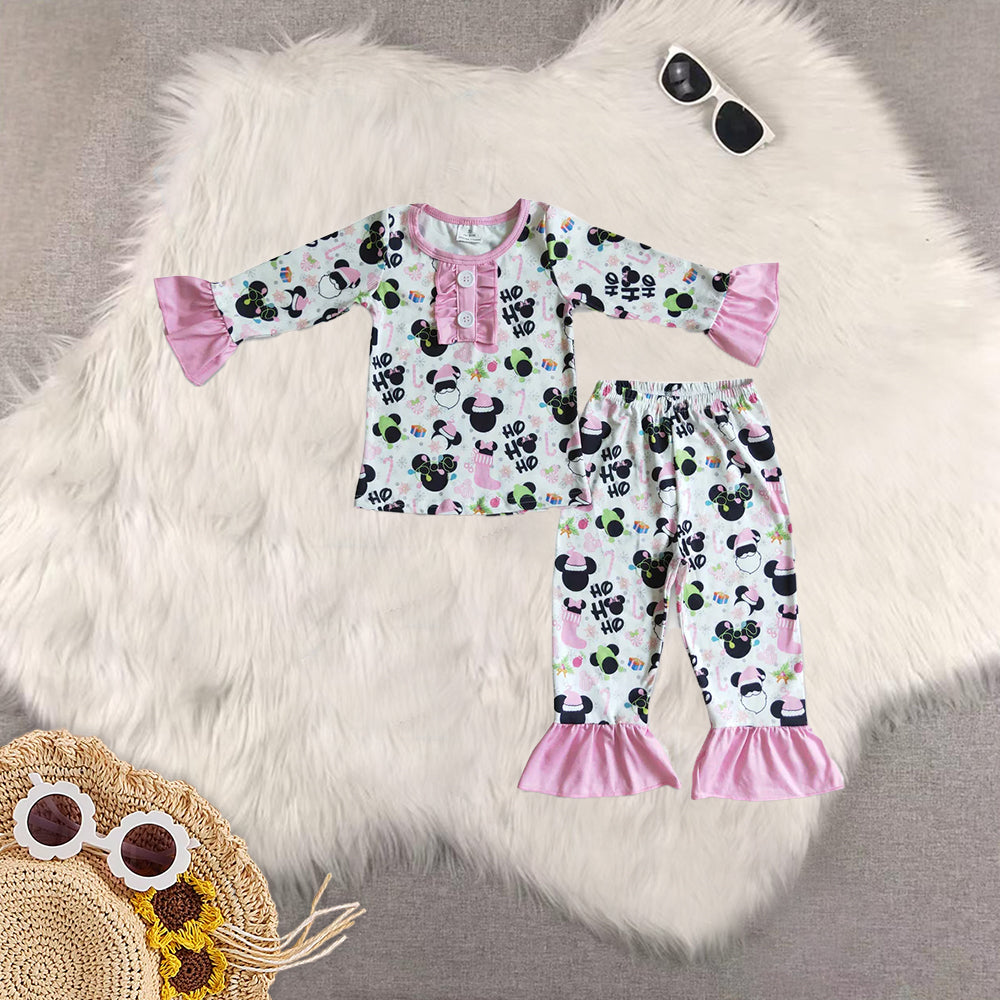 8.23 RTS Sibling Baby Boys Girls Ho ho ho mouse print boy Christmas pajamas