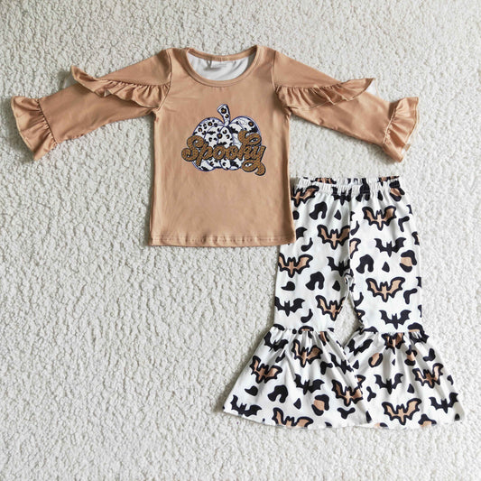 9.15 GLP0107 Baby Girls Winter Outfits Baby girls fall brown Halloween pumpkin pants sets