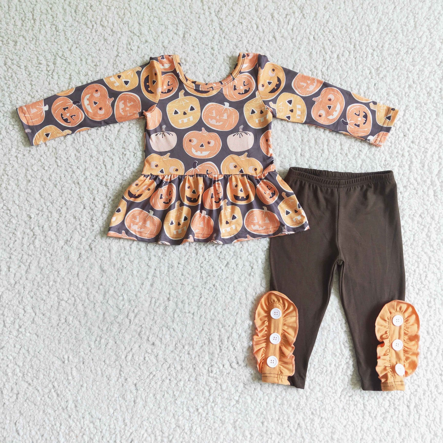 9.23 GLP0116 Baby Girls Winter Outfits Baby girls fall pumpkin face tunic pants sets