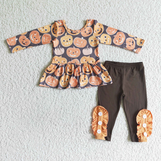 9.23 GLP0116 Baby Girls Winter Outfits Baby girls fall pumpkin face tunic pants sets