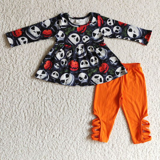 9.27 GLP0148 RTS No Moq Promotion Baby Girls Winter Outfits Baby girls pumpkin orange legging pants sets