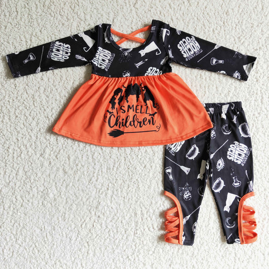 9.27 GLP0158 RTS No Moq Promotion Baby Girls Winter Outfits Baby girls Halloween witch holiday legging sets